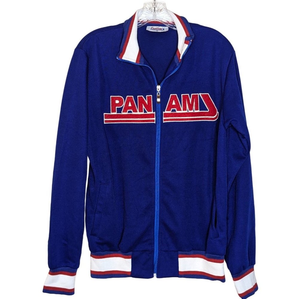 PAN AM Jacket‎ Unisex Size Medium blue zippered long sleeve Vintage